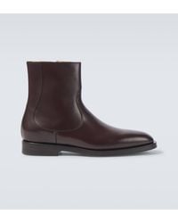 Brunello Cucinelli - Polished Leather Ankle Boots - Lyst