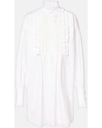 Valentino - Ruffled Cotton, Linen, And Silk Minidress - Lyst