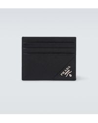Prada - Porte-Cartes En Cuir Saffiano A Logo - Lyst