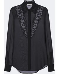 Fendi - Lace-Trimmed Silk Georgette Shirt - Lyst