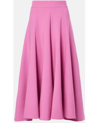 Oscar de la Renta - High-Rise Wool-Blend Midi Skirt - Lyst