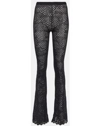 Alessandra Rich - Embellished High-Rise Flared Lace Pants - Lyst
