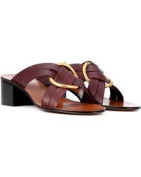 Chloé Rony Leather Sandals - Purple
