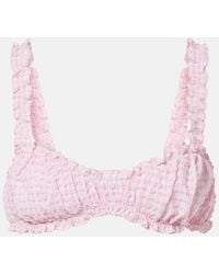 Jonathan Simkhai - Ruffled Checked Bikini Top - Lyst