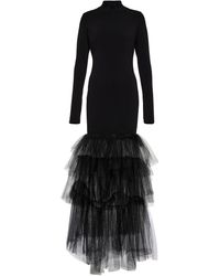 Philosophy Di Lorenzo Serafini Tulle-trimmed Midi Dress - Black