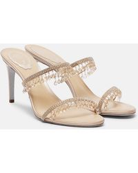 Rene Caovilla - Chandelier Embellished Satin Mules - Lyst