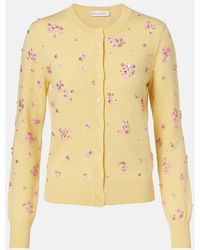 Oscar de la Renta - Crystal Cluster Virgin Wool Cardigan - Lyst