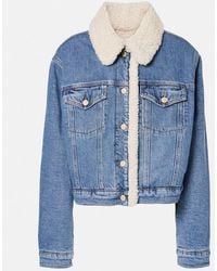 7 For All Mankind - Teddy-Trimmed Denim Jacket - Lyst