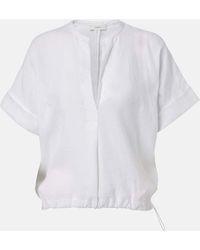Vince - Gathered Linen Blouse - Lyst
