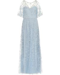 Marchesa notte Abito lungo in tulle - Blu