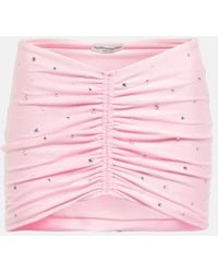 Alessandra Rich - Crystal-Embellished Ruched Miniskirt - Lyst