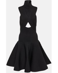 Alaïa - High-neck Cut-out Stretch-knit Mini Dress - Lyst