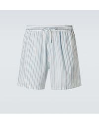 Umit Benan - Julian Striped Silk And Cotton Shorts - Lyst