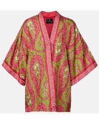 Etro - Printed Silk Twill Wrap Jacket - Lyst