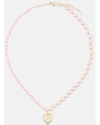 Sydney Evan - Halskette aus Perlen mit 14kt Gelbgold und Diamant - Lyst