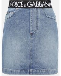Dolce & Gabbana - High-waisted Denim Mini Skirt - Lyst