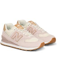 New Balance X Reformation 574 Suede-trimmed Sneakers - Pink