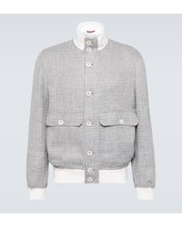Brunello Cucinelli - Checked Linen, Wool And Silk Jacket - Lyst