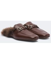 Gucci - Larindo Horsebit Shearling-Lined Leather Mules - Lyst