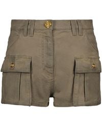 Damen Bekleidung Kurze Hosen Cargo Shorts Balmain Baumwolle Mid-Rise Shorts in Grün 