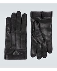 Prada Handschuhe aus Leder mit Logo - Schwarz