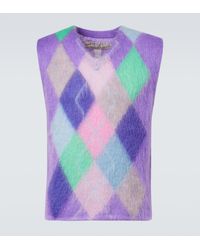 ERL - Checked Mohair-Blend Sweater Vest - Lyst