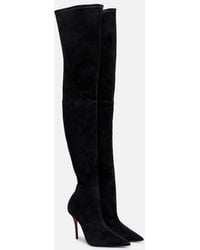 Christian Louboutin - Miss Z 100 Suede Over-The-Knee Boots - Lyst