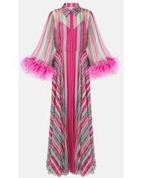 Valentino - Feather-Trimmed Silk Chiffon Gown - Lyst