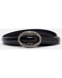 Saint Laurent - Crystal-Embellished Leather Belt - Lyst