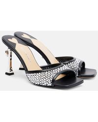 Mach & Mach - Pantoletten Puffy Heart Ring 95 Mit Kristallen - Lyst
