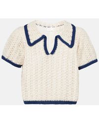 Anna Kosturova - Coastal Crochet Cotton Polo Shirt - Lyst