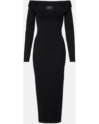 Balmain - Ls Double Collar Knit Zipped Midi Dress - Lyst
