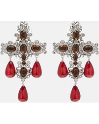 Saint Laurent - Cross Embellished Clip-On Earrings - Lyst