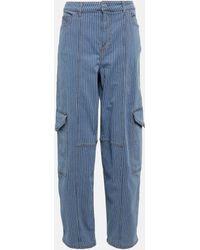 Ganni - Striped High-rise Wide Jeans - Lyst