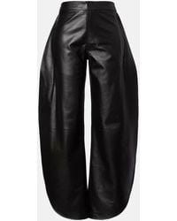 Alaïa - High-Rise Leather Barrel-Leg Pants - Lyst