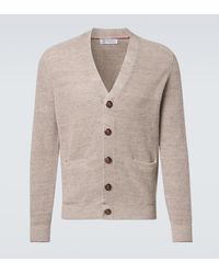 Brunello Cucinelli - Ribbed-Knit Linen And Cotton Cardigan - Lyst