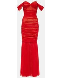Norma Kamali - Off-Shoulder-Robe Walter Aus Mesh - Lyst