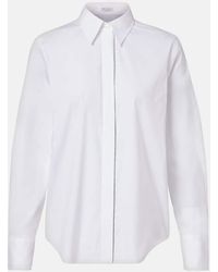 Brunello Cucinelli - Camisa De Popelin En Mezcla De Algodon Con Cuentas Monili - Lyst