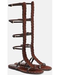 Gianvito Rossi - Zaira Suede And Leather Gladiator Sandals - Lyst