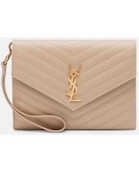 Saint Laurent - Monogram Quilted Leather Clutch - Lyst
