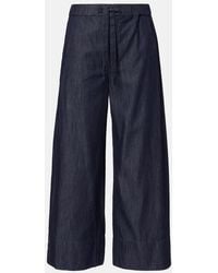 Max Mara - Jour Cotton Chambray Wide-Leg Pants - Lyst