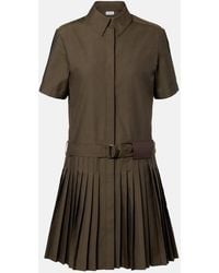 Loewe - Belted Pleated Cotton-Blend Shirt Dress - Lyst
