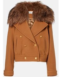 Chloé - Jacke Aus Einem Wollgemisch Mit Shearling - Lyst