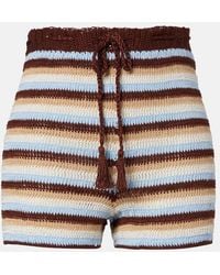 Anna Kosturova - Striped Cotton Crochet Shorts - Lyst