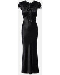 Rodarte - Lace-Trimmed Silk Satin Maxi Dress - Lyst