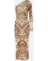 Etro - One-Shoulder Printed Midi Dress - Lyst