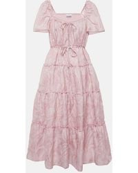 Ganni - Textured Cloqué Tiered Maxi Dress - Lyst