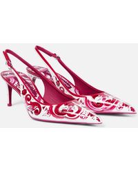 Dolce & Gabbana - Pumps slingback in pelle con stampa - Lyst