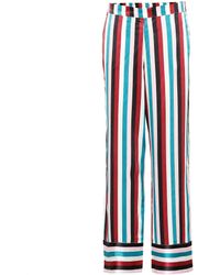 Asceno Striped Silk Pajama Pants - Blue