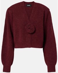 ROTATE BIRGER CHRISTENSEN - Floral-Applique Wool-Blend Cardigan - Lyst